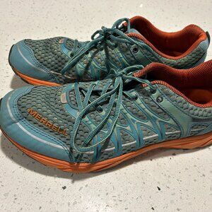 Merrell Aqua Blue Lychee Orange Womens Size 10.5 Running Trail Shoes J06342